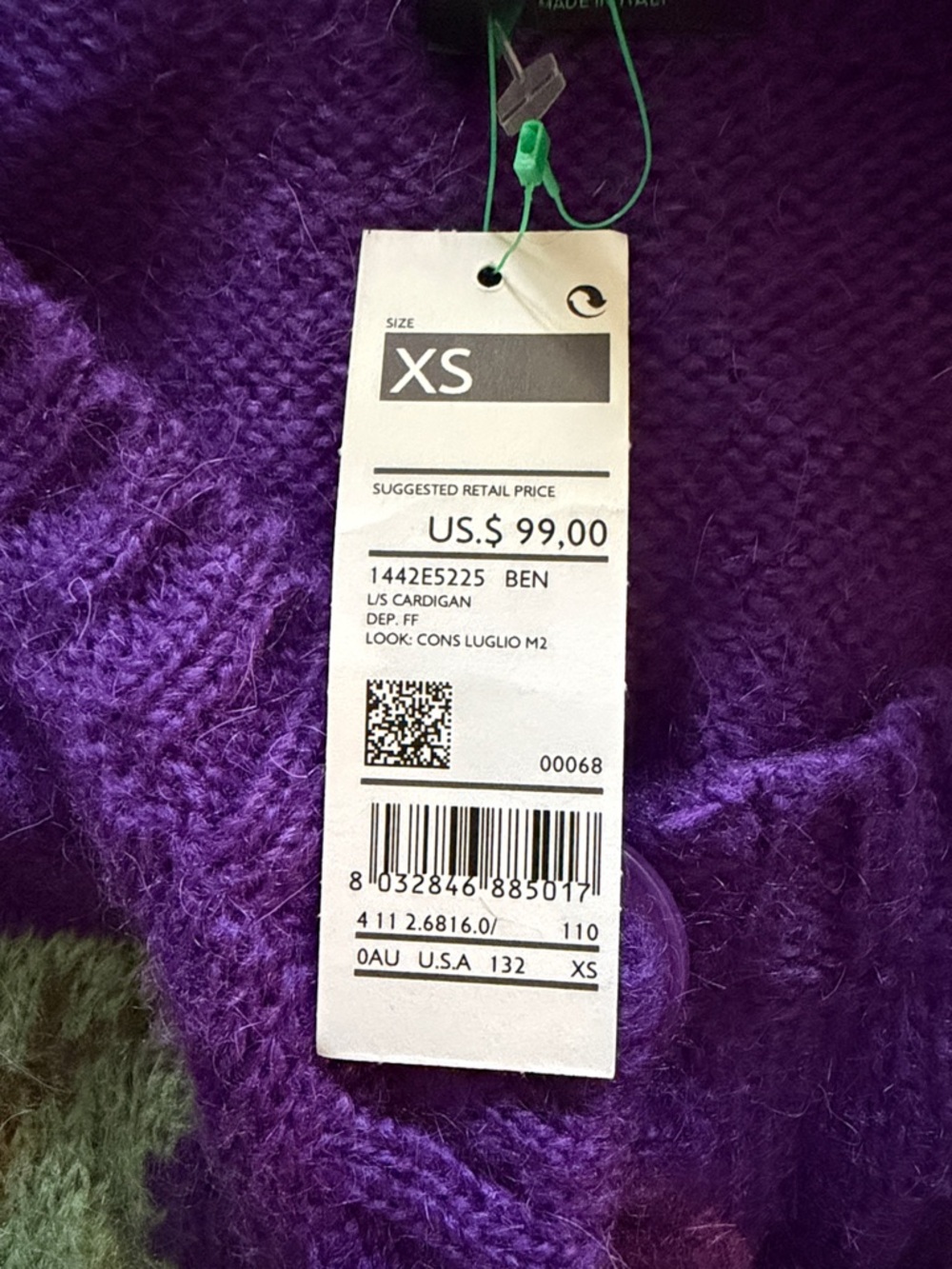 Stile Benetton Floral Knit Button-Front Women’s Cardigan Sweater - Picture 5 of 5
